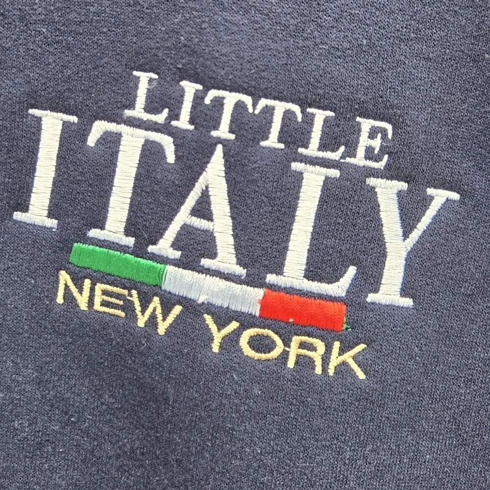 Fruit Of The Loom Sz XL Little Italy Navy Blue Men's Sweater Shirt Cotton Poly